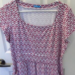 J. McLaughlin Pink and White Geometric Midi Dress